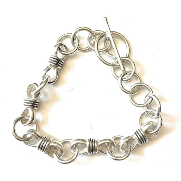 Navajo Handmade Link Sterling Silver Bracelet